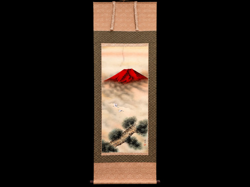 Vintage japanese kakejiku - japanese, red
